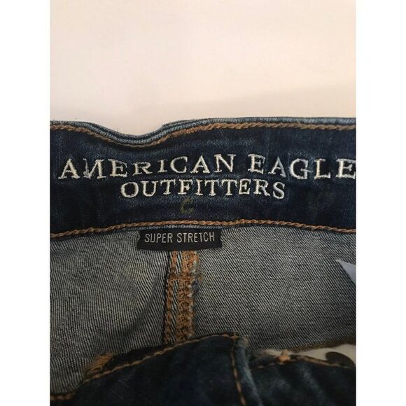 American Eagle dark wash Denim hi-rise stretch jean shorts size 0 y2k - Picture 4 of 10